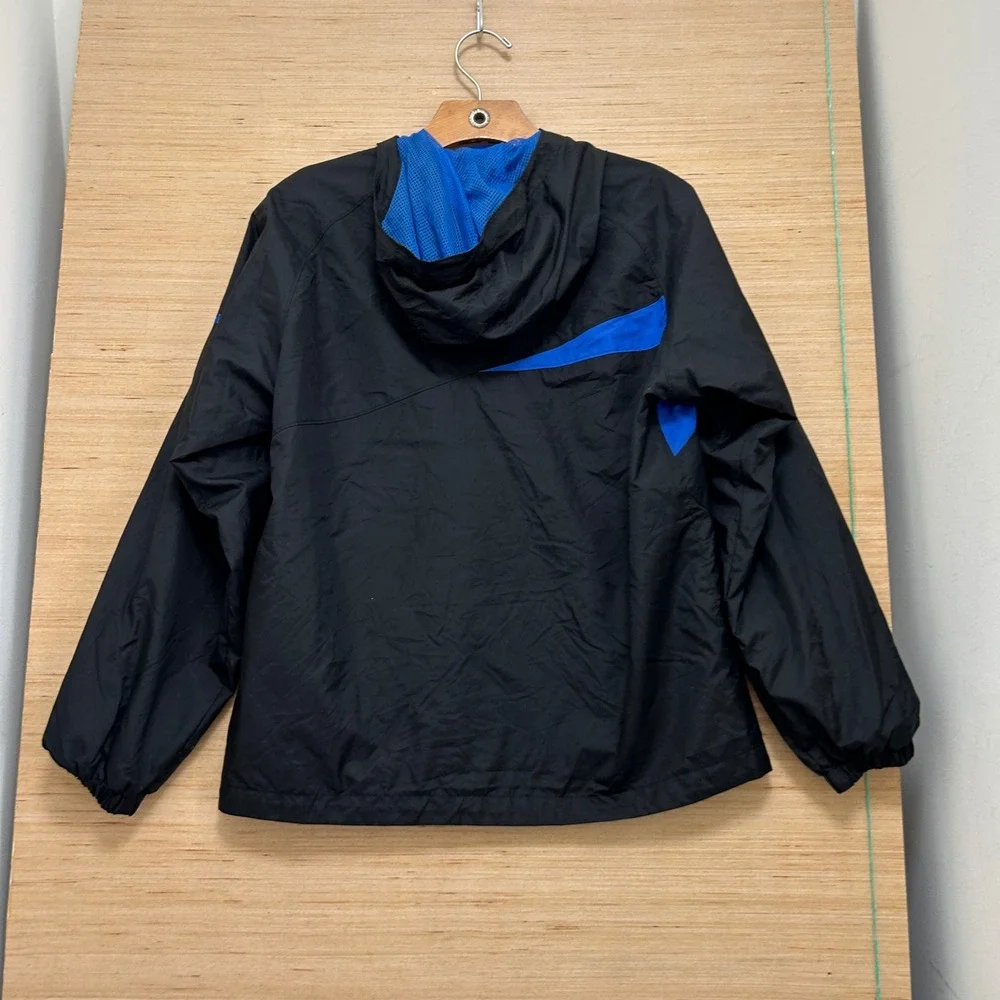 Columbia Boys Full Zip Hooded Windbreaker Jacket Black Blue Size L 14/16